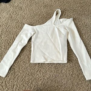 white one shoulder long sleeve